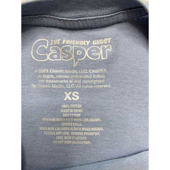Casper Graphic Shirt Top Juniors' XS Blue Short-Sleeve‎ Crop Friendly Ghost NEW - Picture 7 of 10